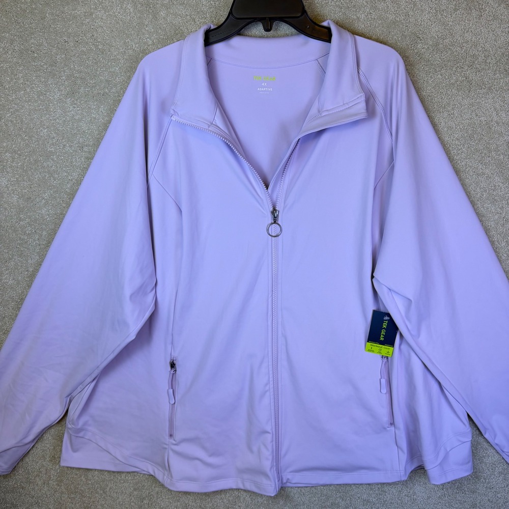 Tek Gear Workout Jacket Womens Plus 4X Purple Adaptive Zipper Wicking Activewear